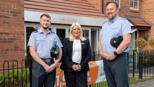 Bellways-sale-advisor-Tanya-with-Sgt-Samuel-Coakley-left-Pilot-Officer-Neil-Fletcher-right-from-1439-Skelmersdale-Squadron