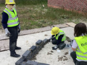 School children learn to lay bricks with Bellway